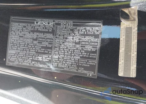 2004 Lexus Sc 430 from USA, damaged, VIN JTHFN48Y340049520
